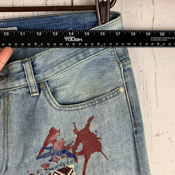 Reason 36‎ Straight Fit Printed Low Rise Blue Jeans Pants Denim Mens - Picture 5 of 11